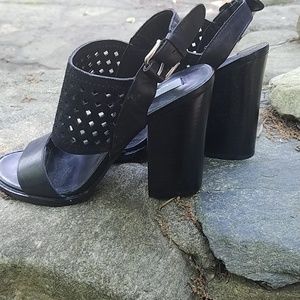 Saks fifth Avenue gray block heel sandals